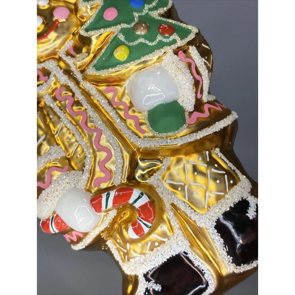 Glass Gingerbread Woman Man Christmas Ornament 5